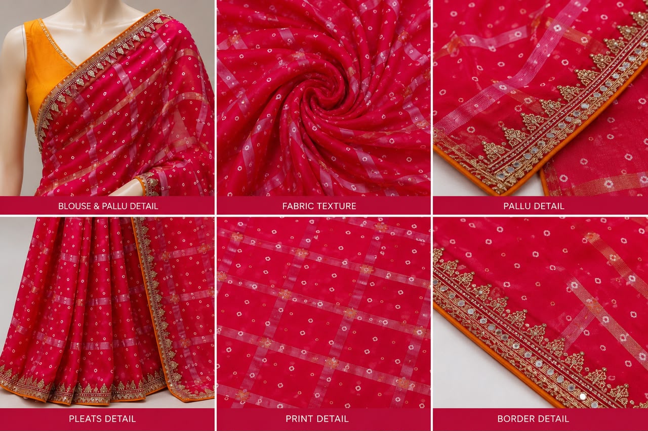 PREMIUM PINK BHANDHANI DESIGNER SAREE