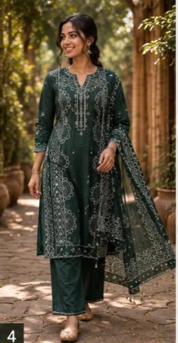 Emerald Green Handblock Printed Kurta Set with Dupatta