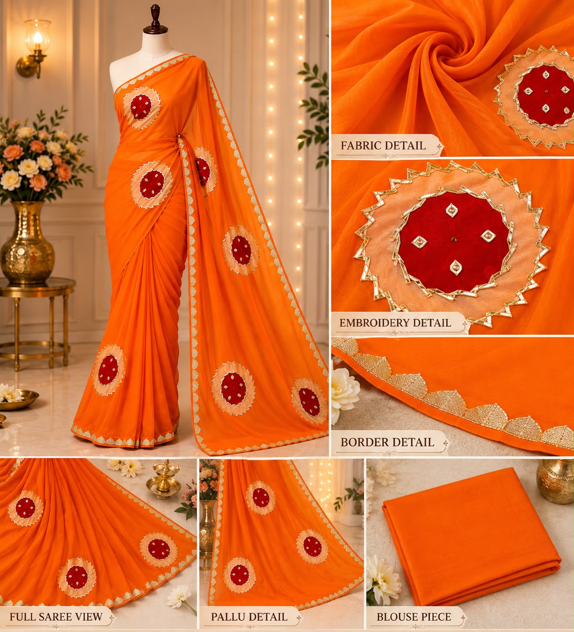 GEORGETTE EMBROIDED FLORAL APPLIQUE WORK