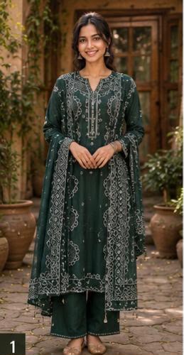 Emerald Green Handblock Printed Kurta Set with Dupatta