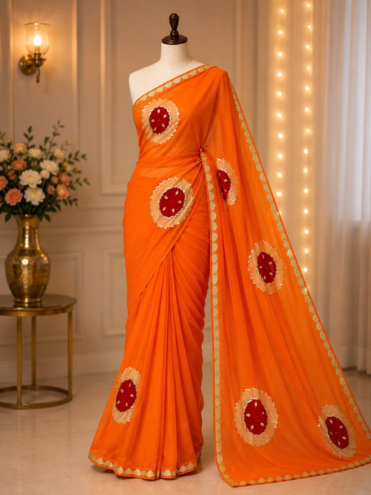 GEORGETTE EMBROIDED FLORAL APPLIQUE WORK